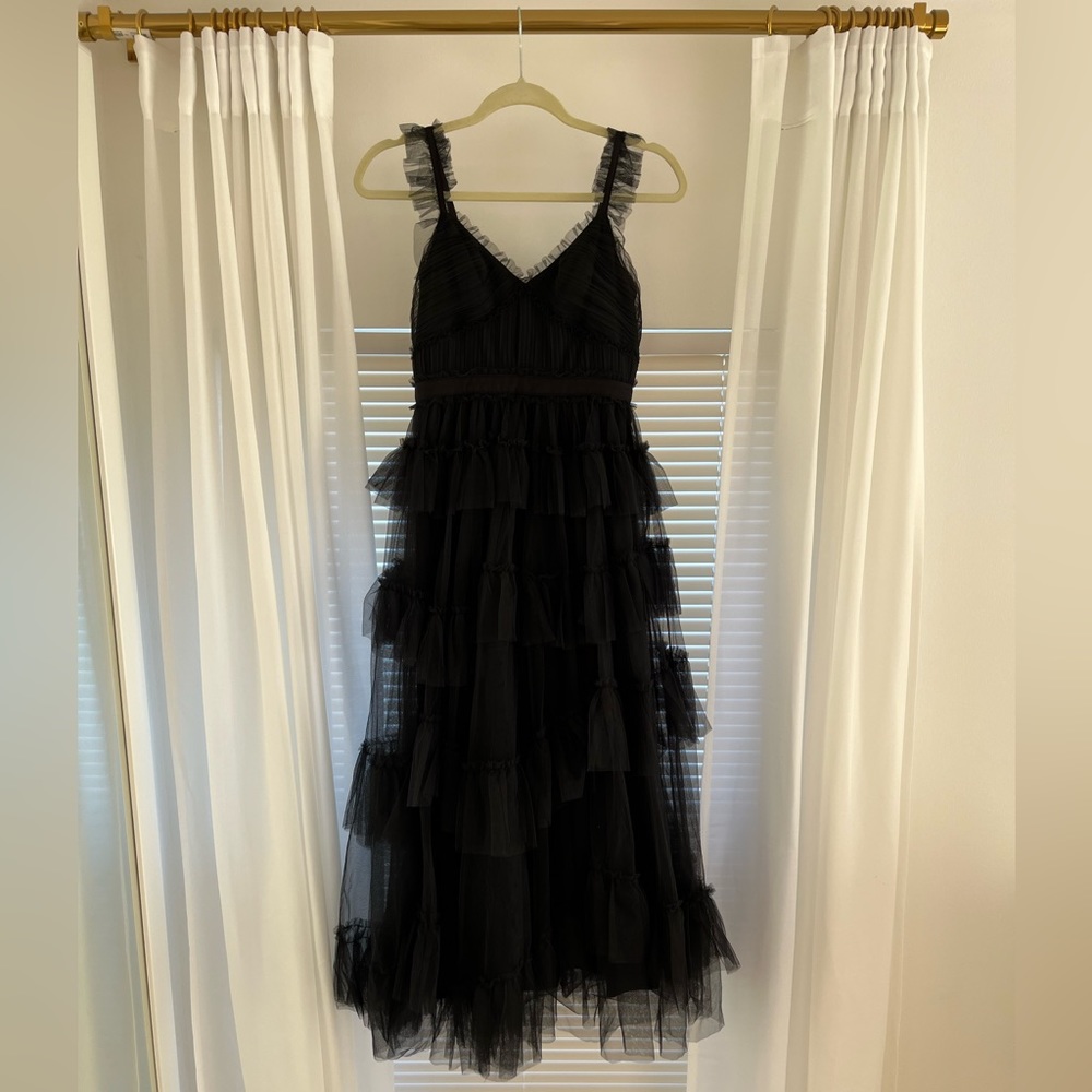Black tulle tiered dress.